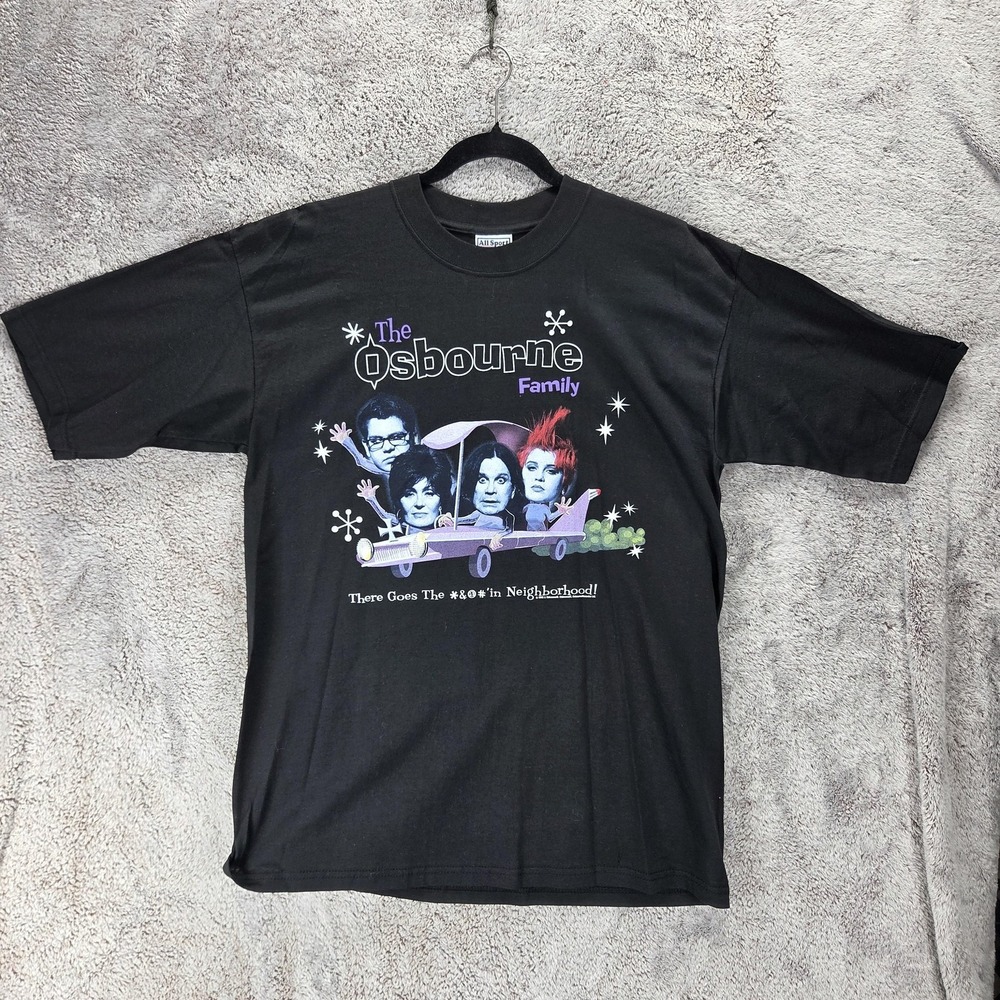 Vintage Osbourne Family Shirt Mens Large Black 2002 MTV TV Show Graphic Tee